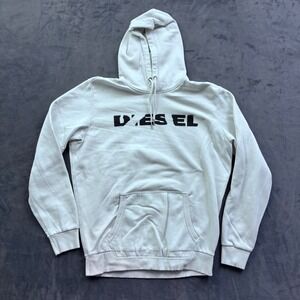 Diesel Mens S-Girk-Hood-K10 Logo Hoodie White Black Size Medium